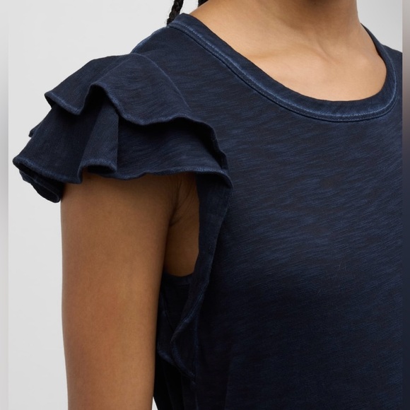 Veronica Beard Blue Akeela Ruffle Sleeve Top Blouse Size Medium - Picture 4 of 11